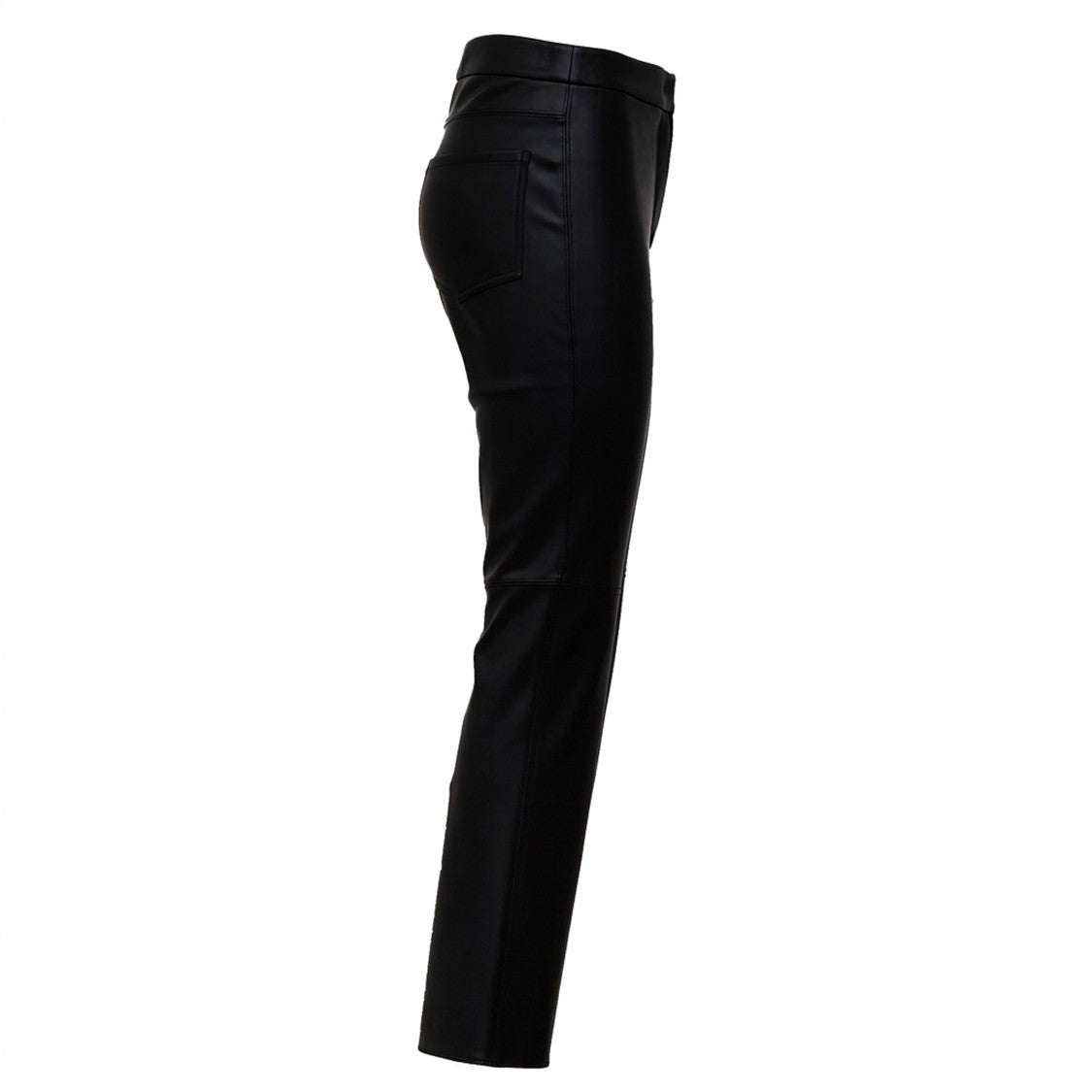 Max Mara Flared Cropped Black Pants In Coated Jersey Fabric