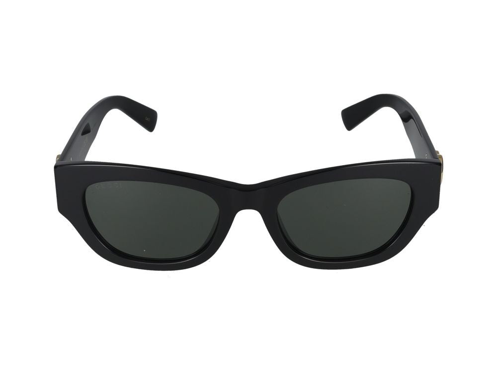 Gucci Black Gold-Tone Logos Oversized Square Sunglasses
