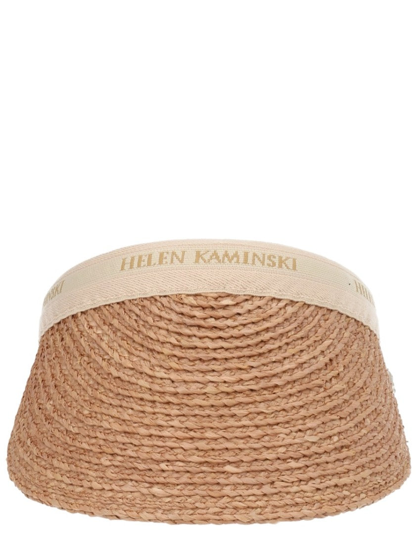 Helen Kaminski Woven Raffia Visor Hat With Curved Brim