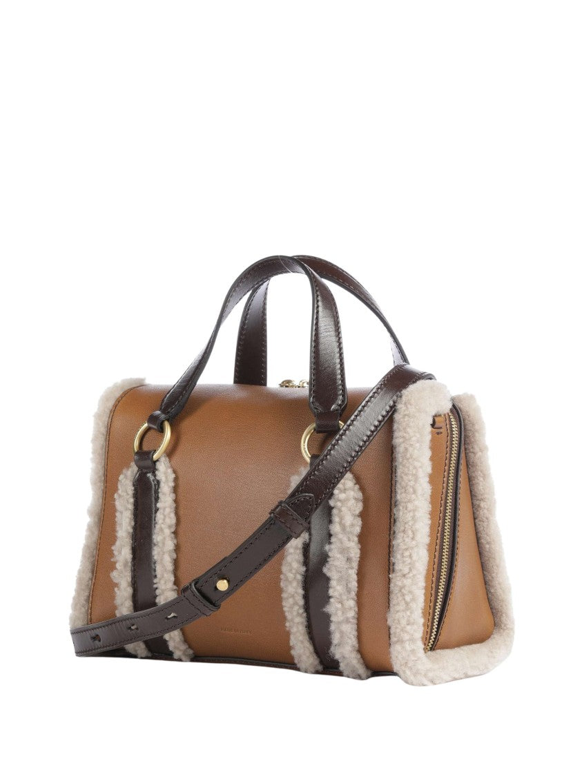 The Bridge Structured Shoulder Bag With Eco And Faux Fur Accents