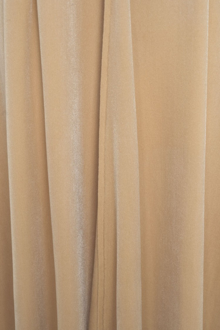 Gender Beige Velvet Maxi Dress With Three-Quarter Sleeves