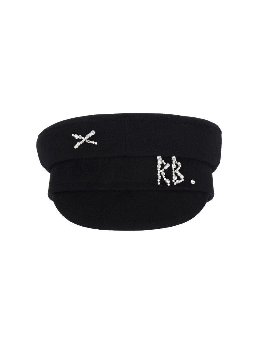 Ruslan Baginskiy Wool Hat With Rhinestones "Baker Boy" Black