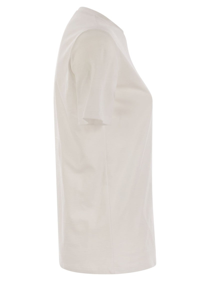 Elisabetta Franchi Jersey T-Shirt With Voile Macro Logo