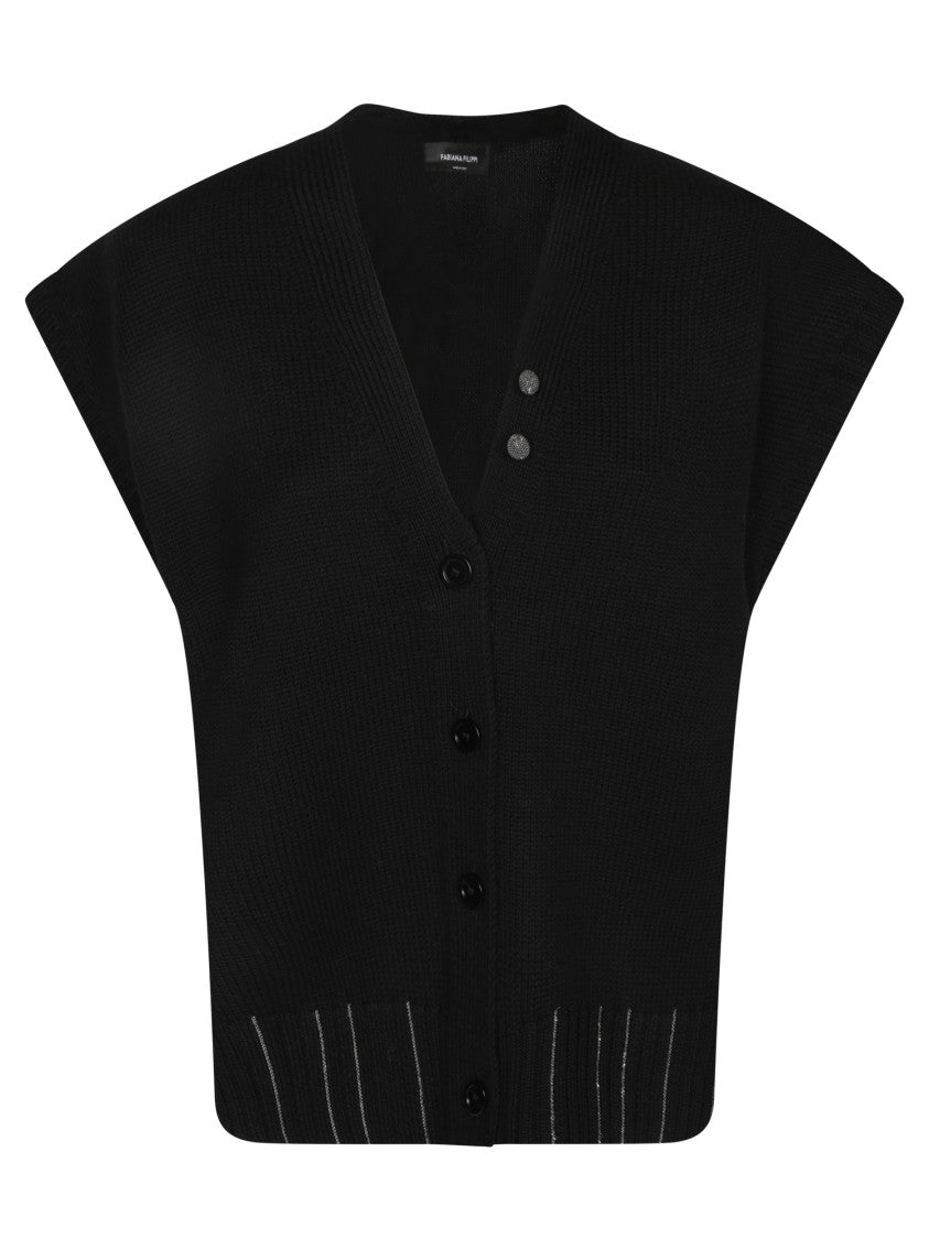 Fabiana Filippi V-Neck Cardigan With Ribbed Knit