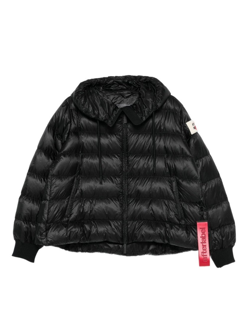 After Label Finish Black Down Jacket With Hood