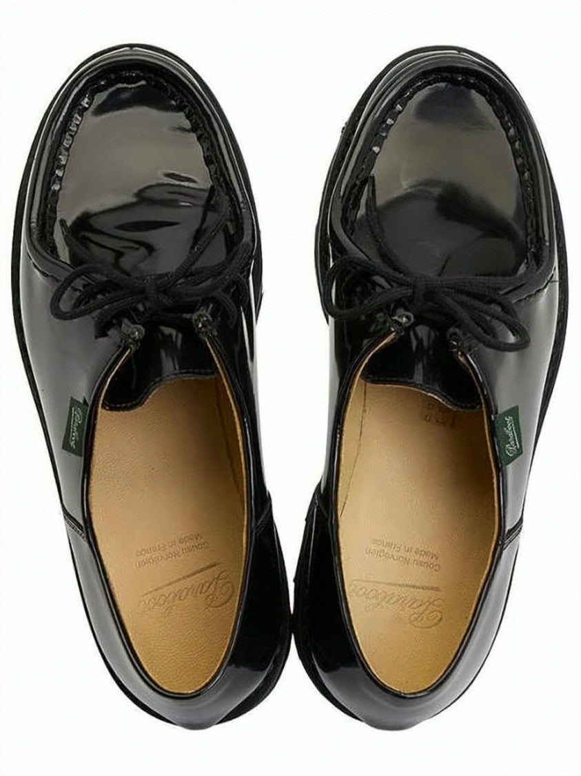 Paraboot Glossy Leather Lace-Up Shoes With Moccasin Toe
