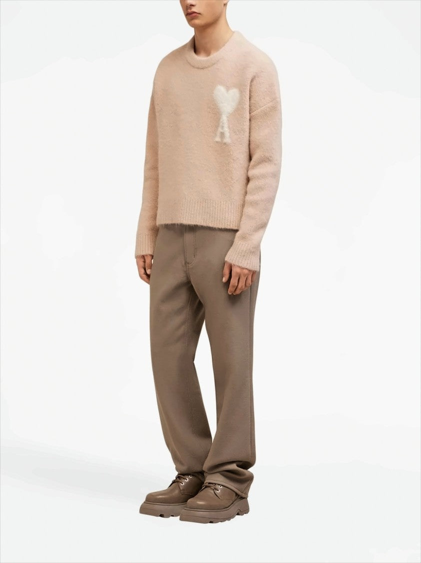 Ami Big Heart Logo Knit Sweater With Relaxed Fit