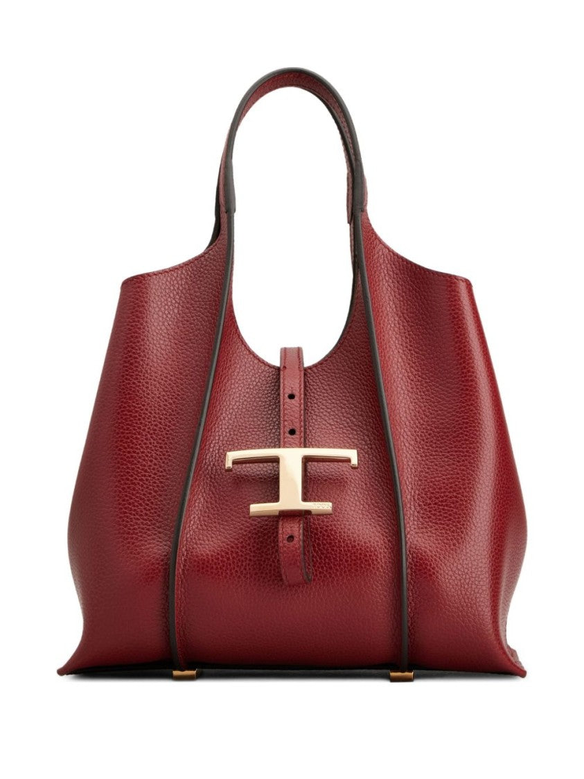 Tod's Textured Calfskin Red Shopper Bag