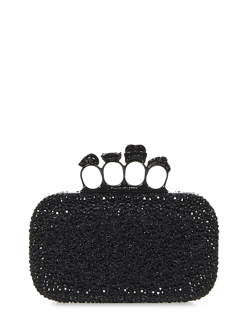 Alexander Mcqueen Nappa Leather Black Knuckle Clutch