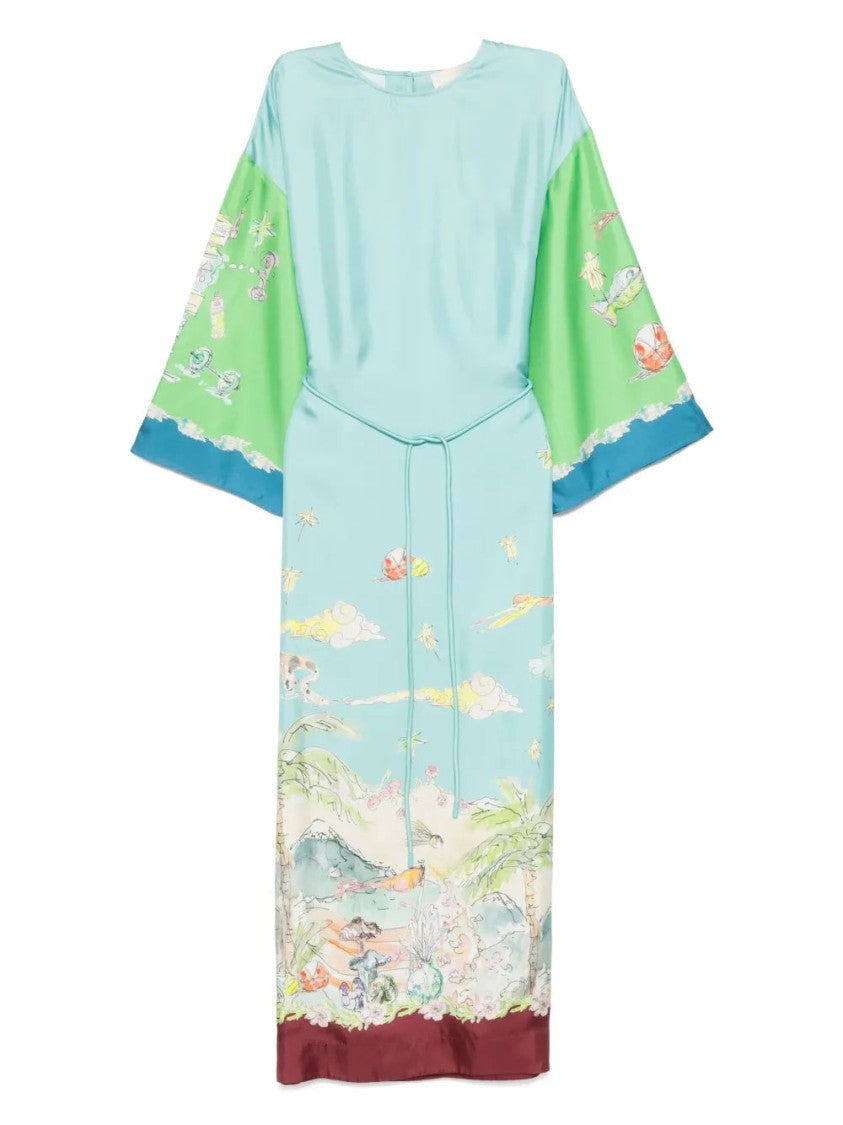 Alemais Daria Graphic-Print Silk Midi Dress