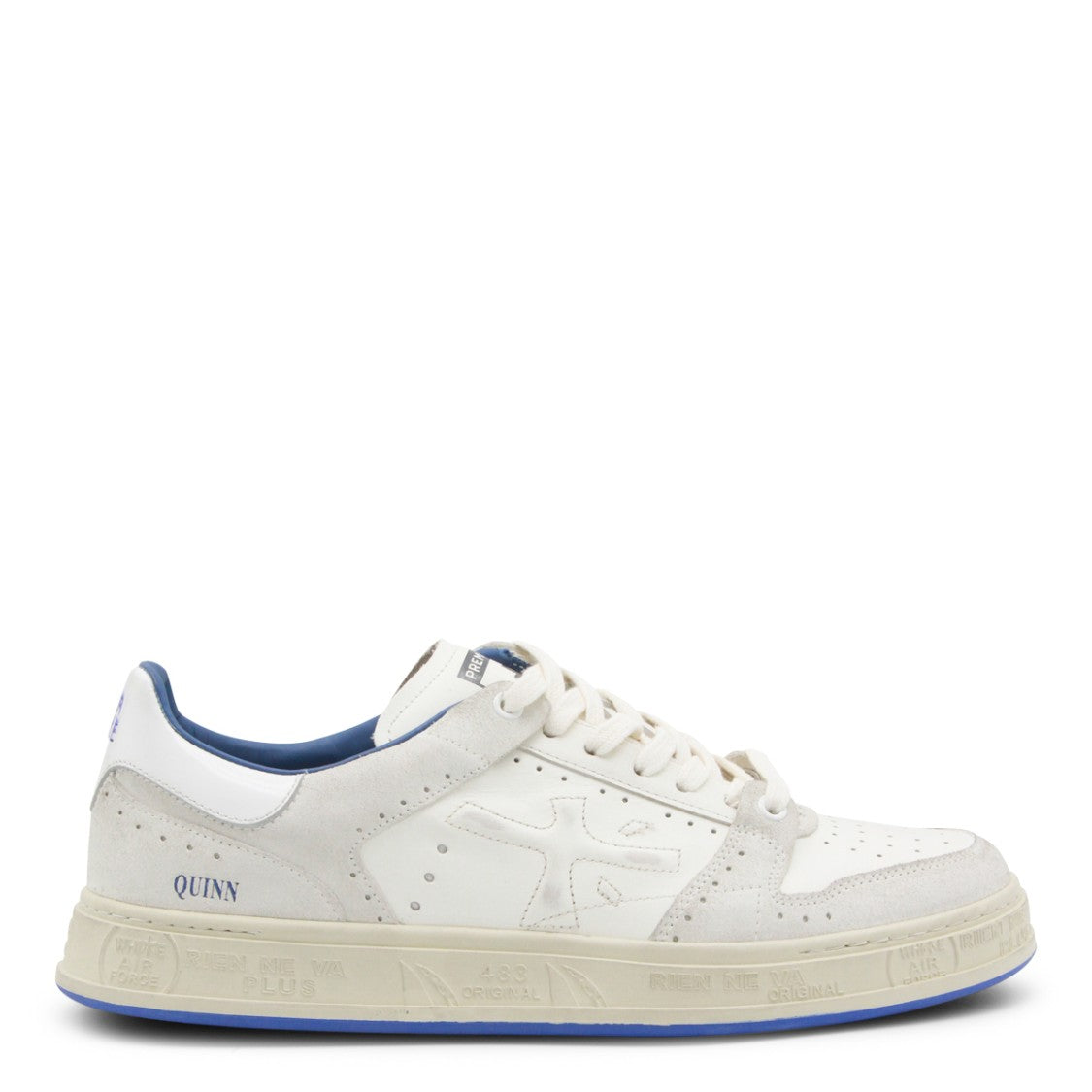 Premiata Low-Top White Sneakers With Suede Overlays