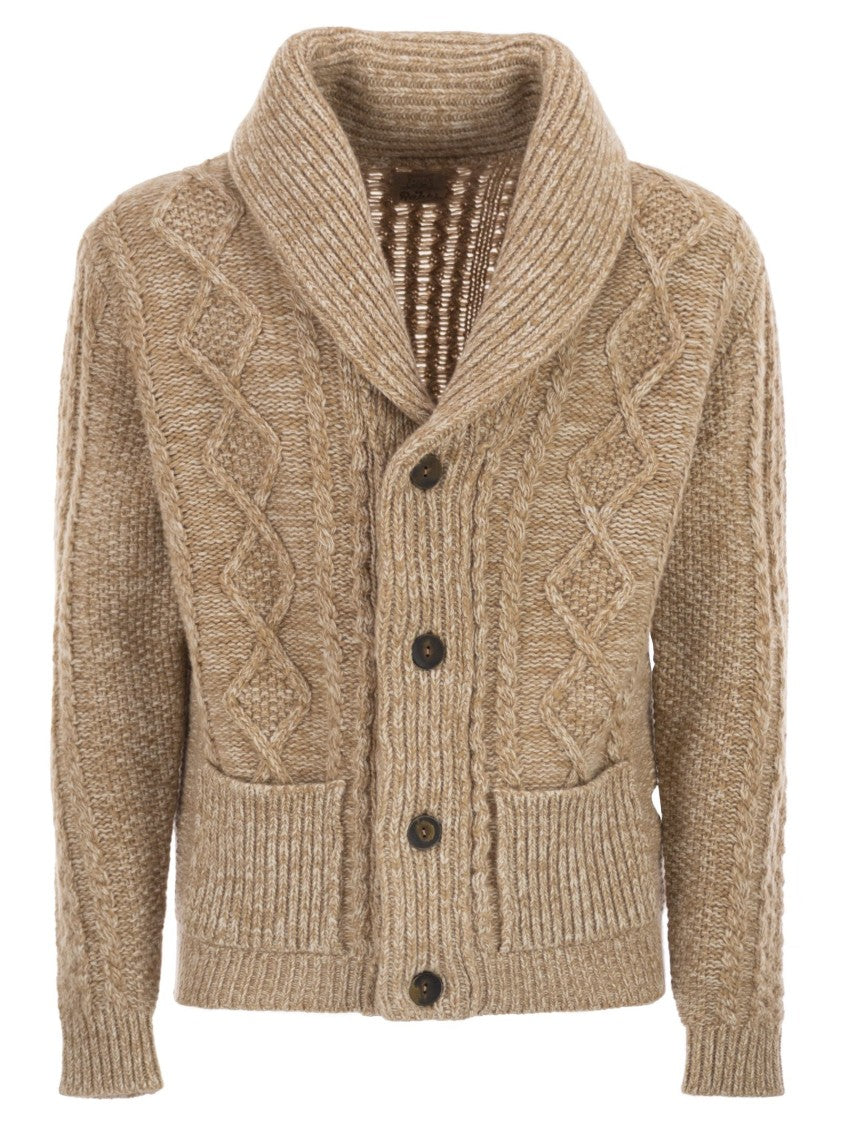 Rakki' Aran - Cardigan With Shawl Neckline