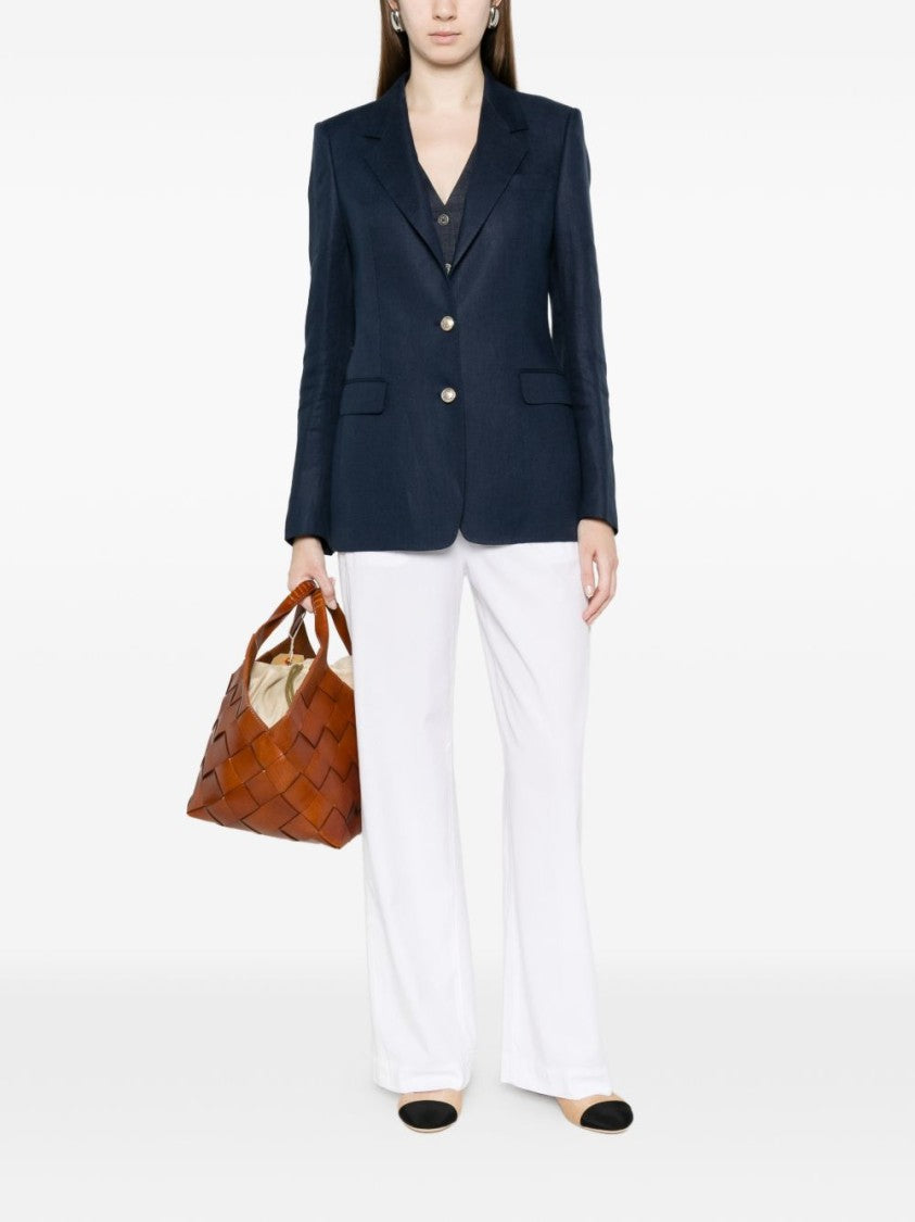 Tagliatore Blue Classic Lapels Linen Blazer