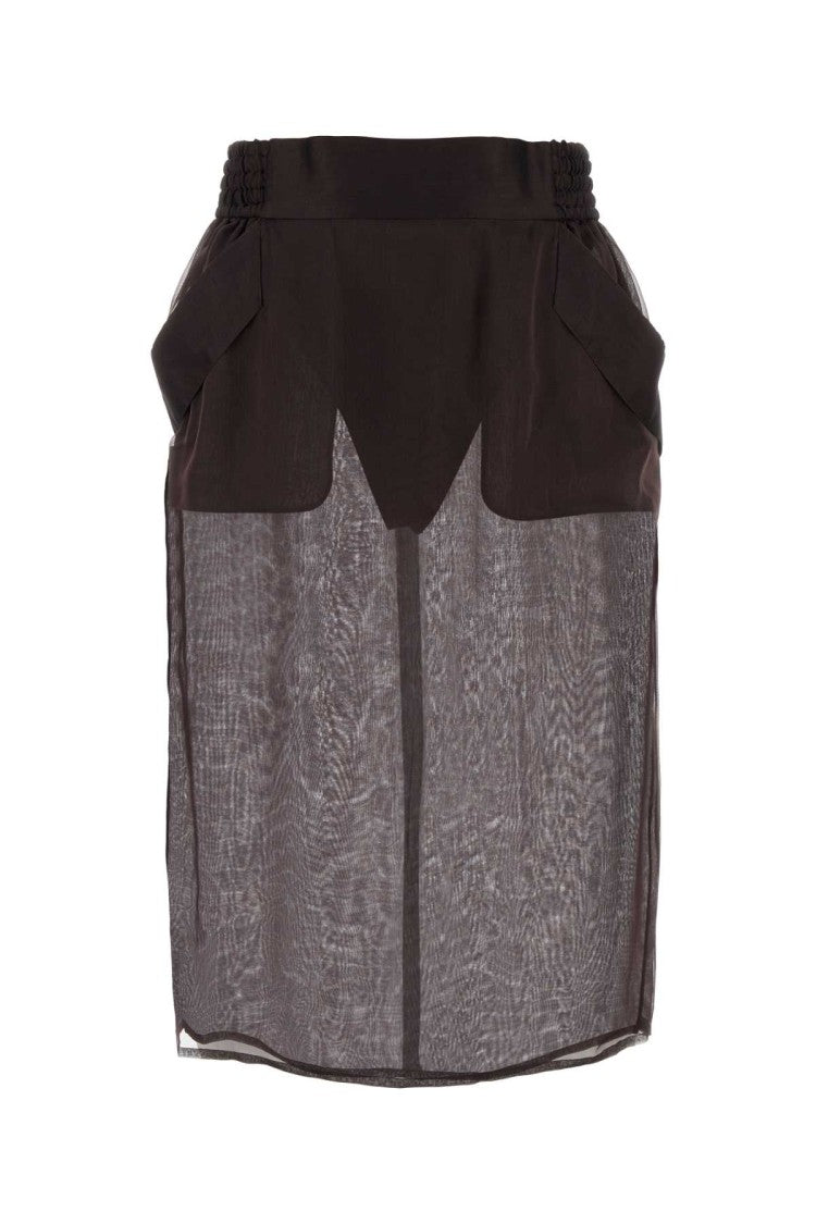 Saint Laurent Brown Silk Skirt