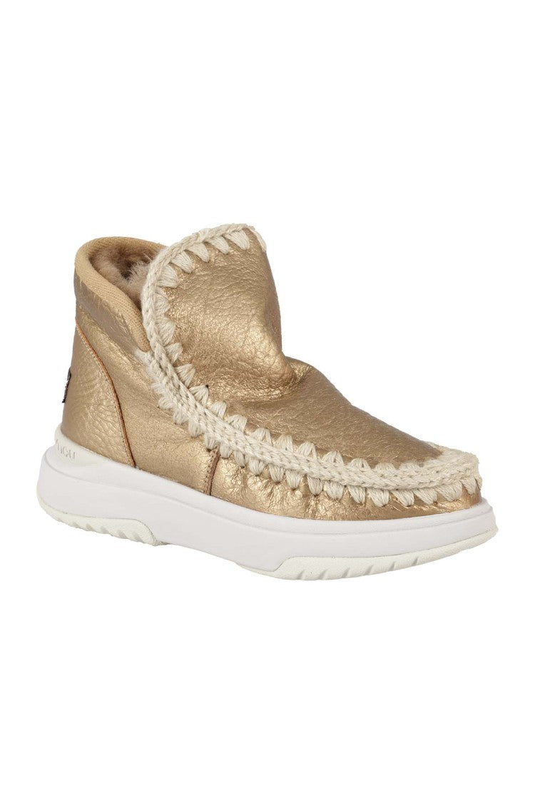 Mou Metallic Gold Leather Eskimo Jogger Boots