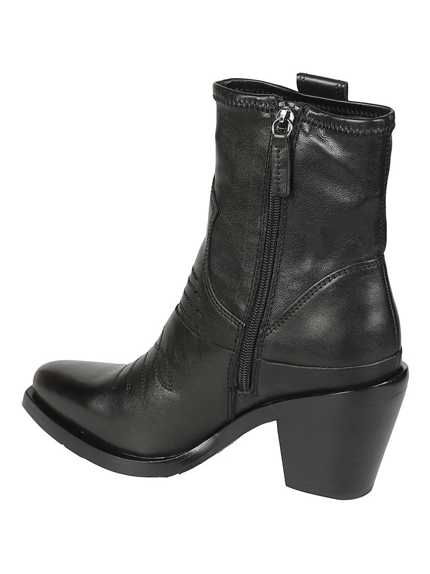 Ash Jagger Pointed Toe Stitch Detail Ankle Boots