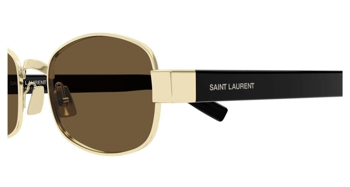 Saint Laurent Gold Rounded Square Metal Sunglasses