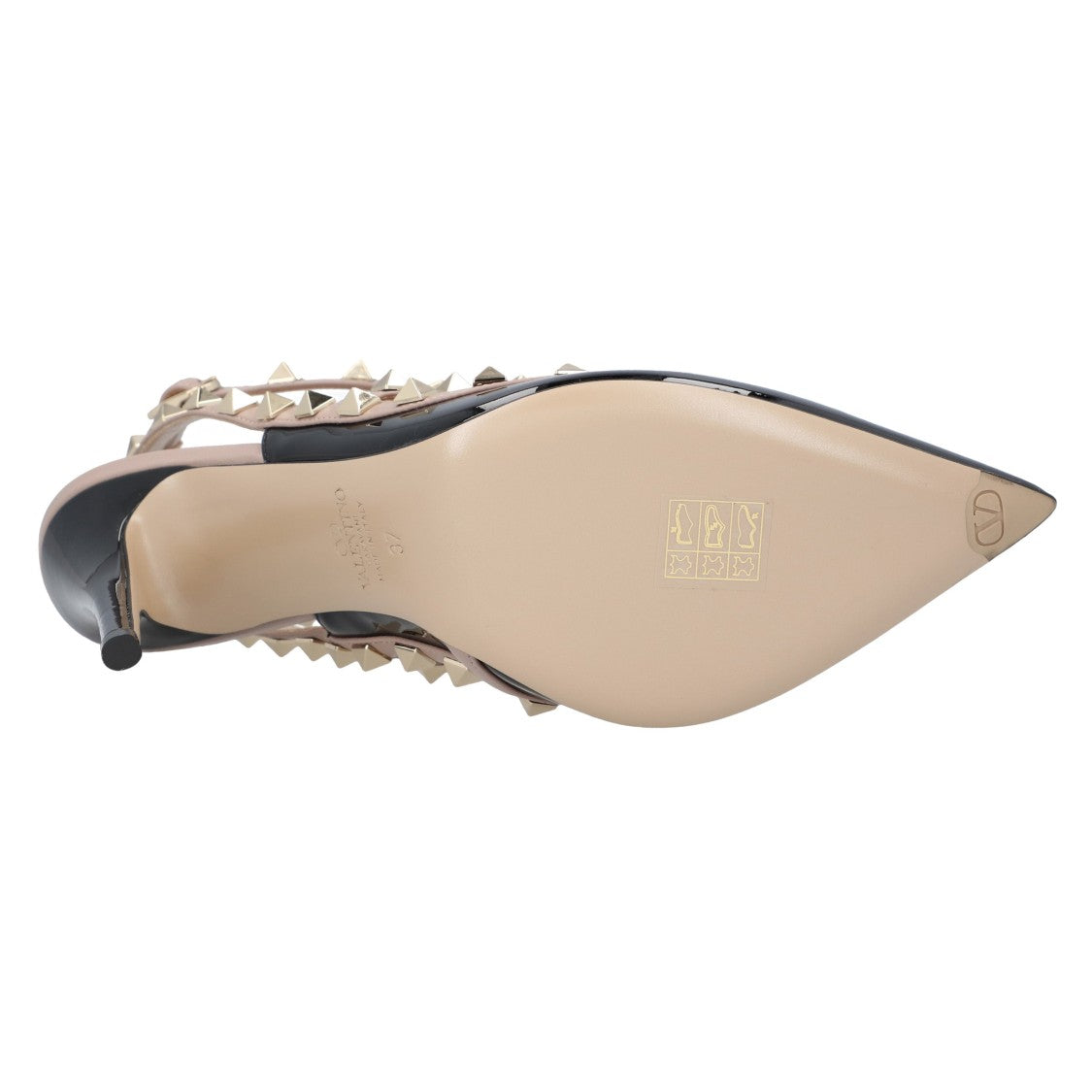 Valentino Black Calfskin Pumps With Gold-Tone Stud Embellishments