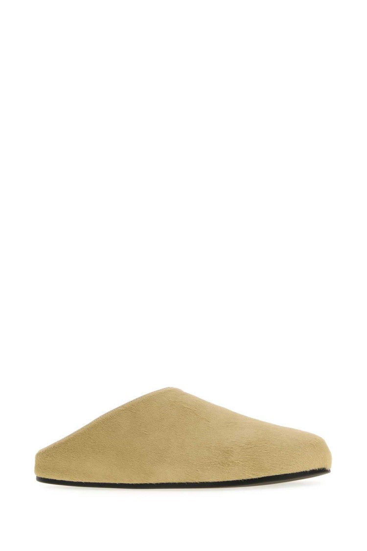 The Row Beige Calf Hair Hudson Slippers