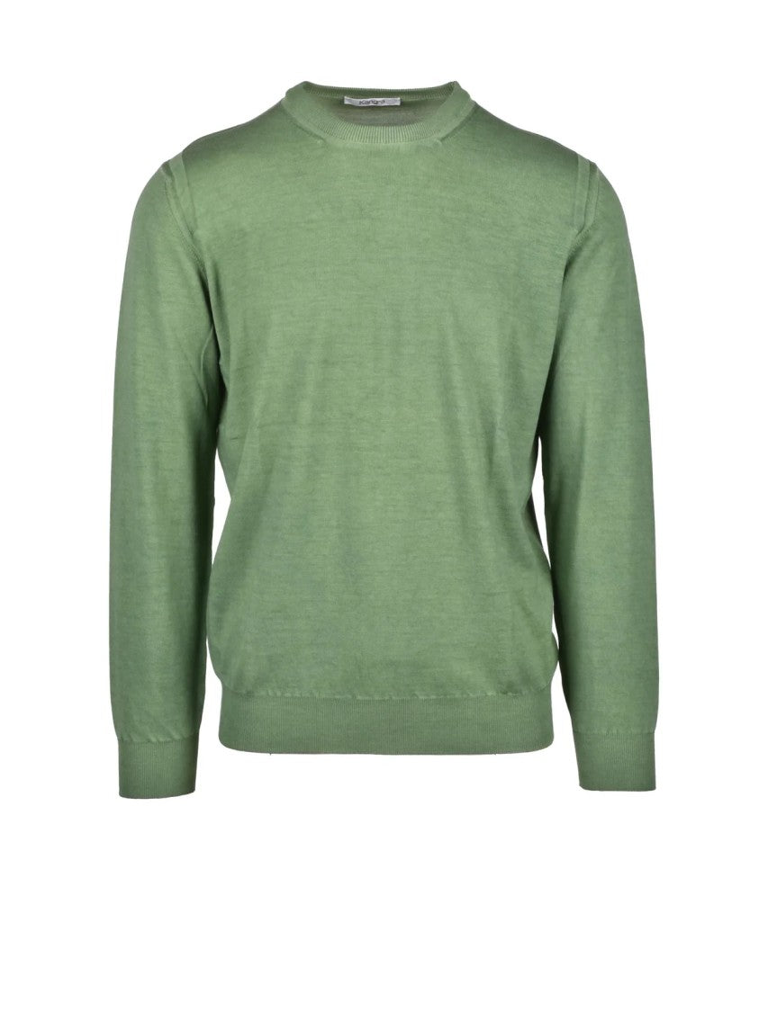 Kangra Green Crewneck Cotton Sweater