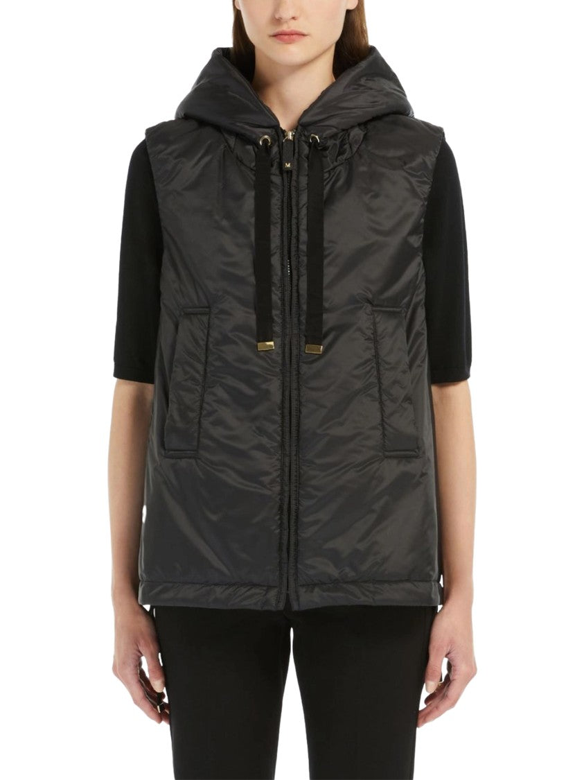 Max Mara Sleeveless High-Collar Padded Jacket With Adjustable Hem And Hood