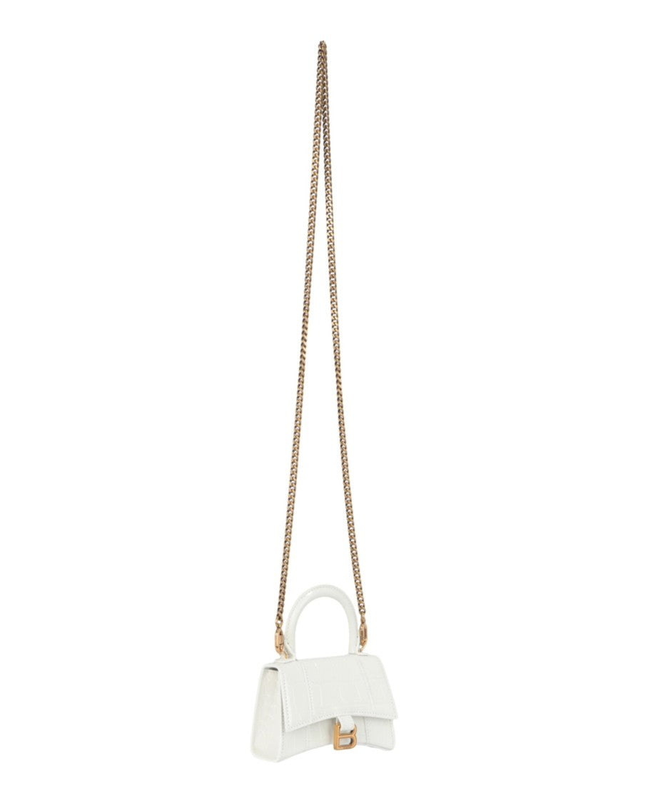 Balenciaga Hourglass Mini Crocodile Embossed Top Handle Bag