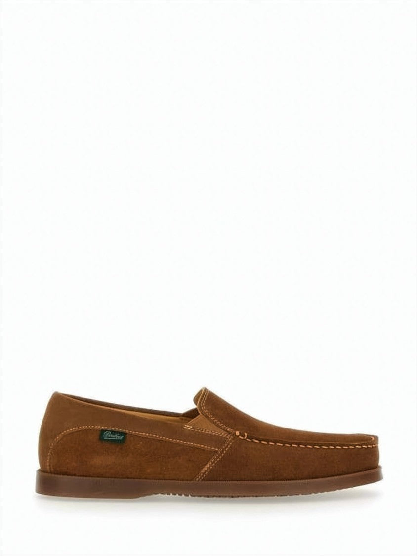 Paraboot Brown Suede Loafers With Moccasin Toe Design