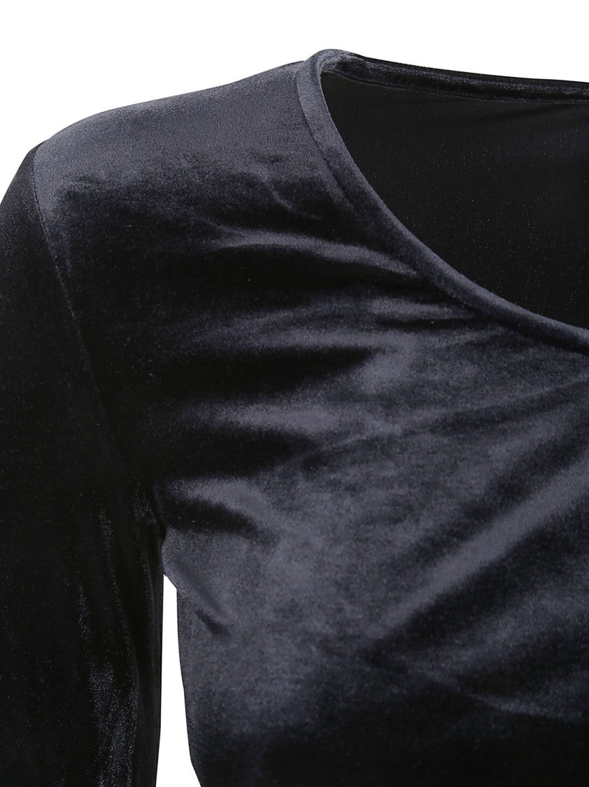 Vetements Black Velvet Crop Top With Sleeves