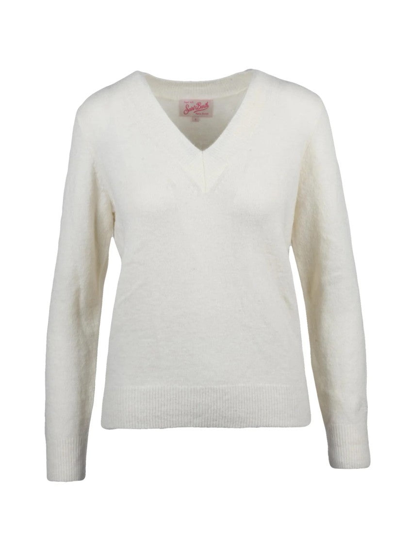 Mc2 Saint Barth V-Neck Sweater Crafted From Alpaca And Wool Blend
