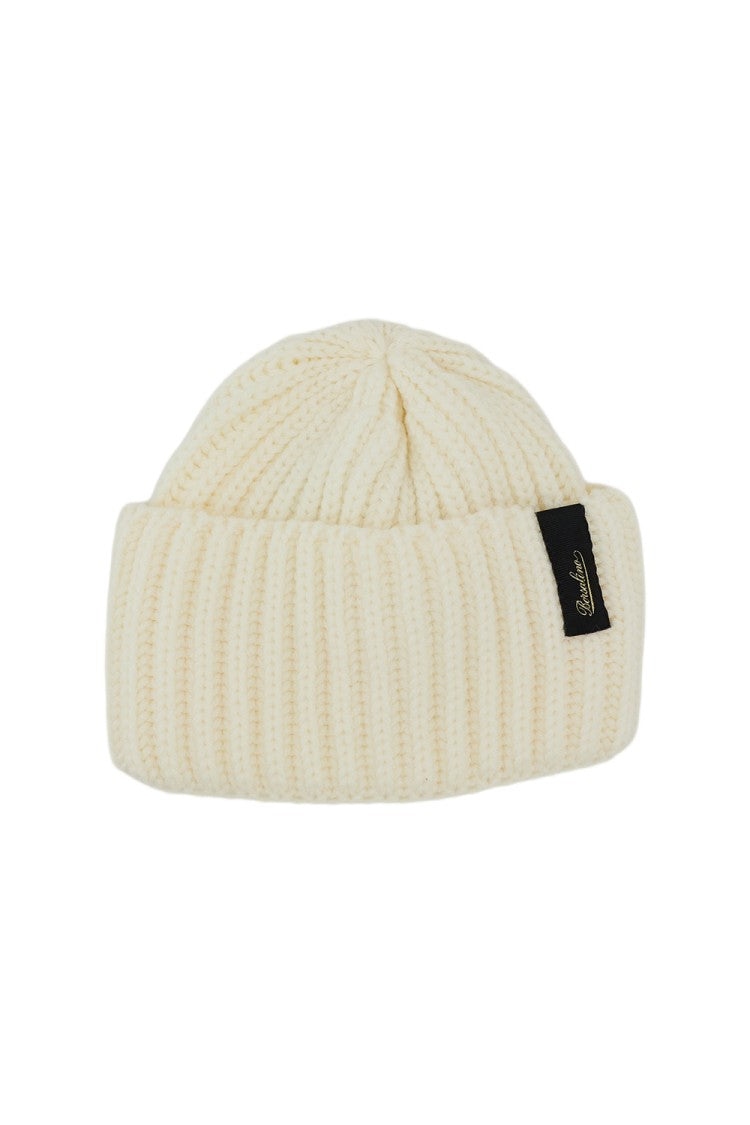 Borsalino Cream Bell Ribbed Virgin Wool Beanie