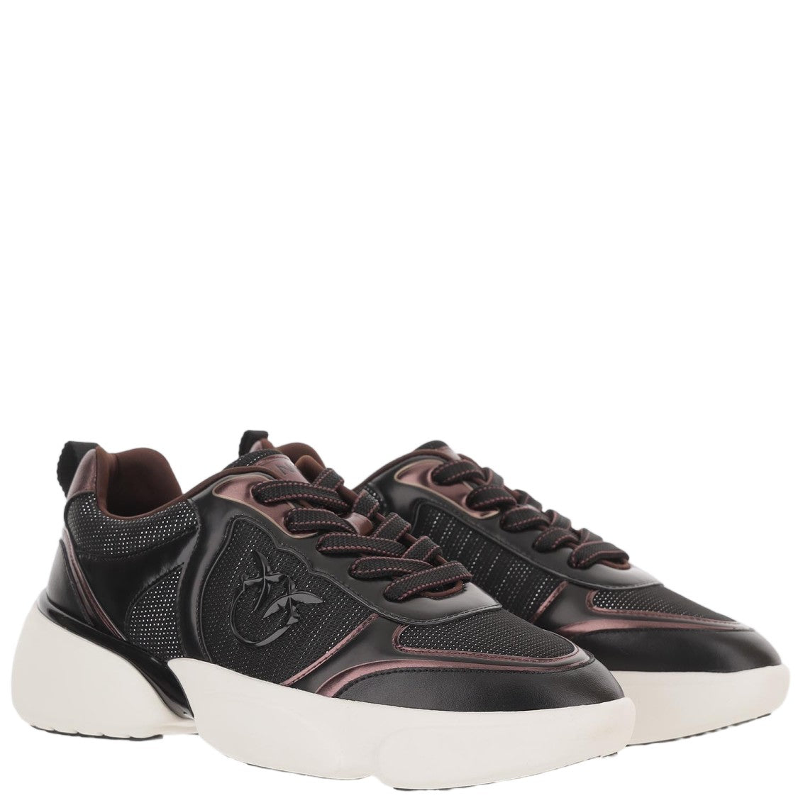 Pinko Black Alba Leather-Blend Laminated Sneakers