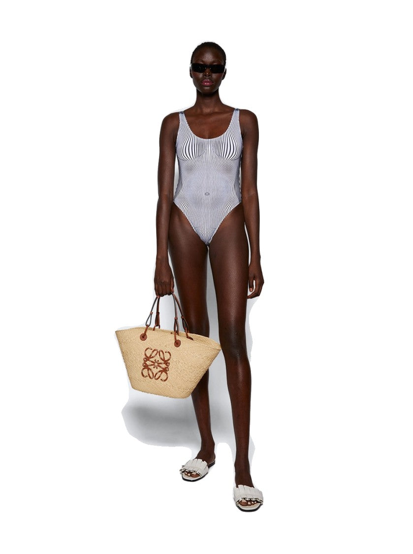 Jean Paul Gaultier Pinstripe Body Morphing Swimsuit White And Black