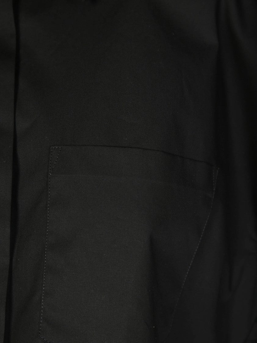 Dondup Cropped Black Shirt With Wide Sleeves