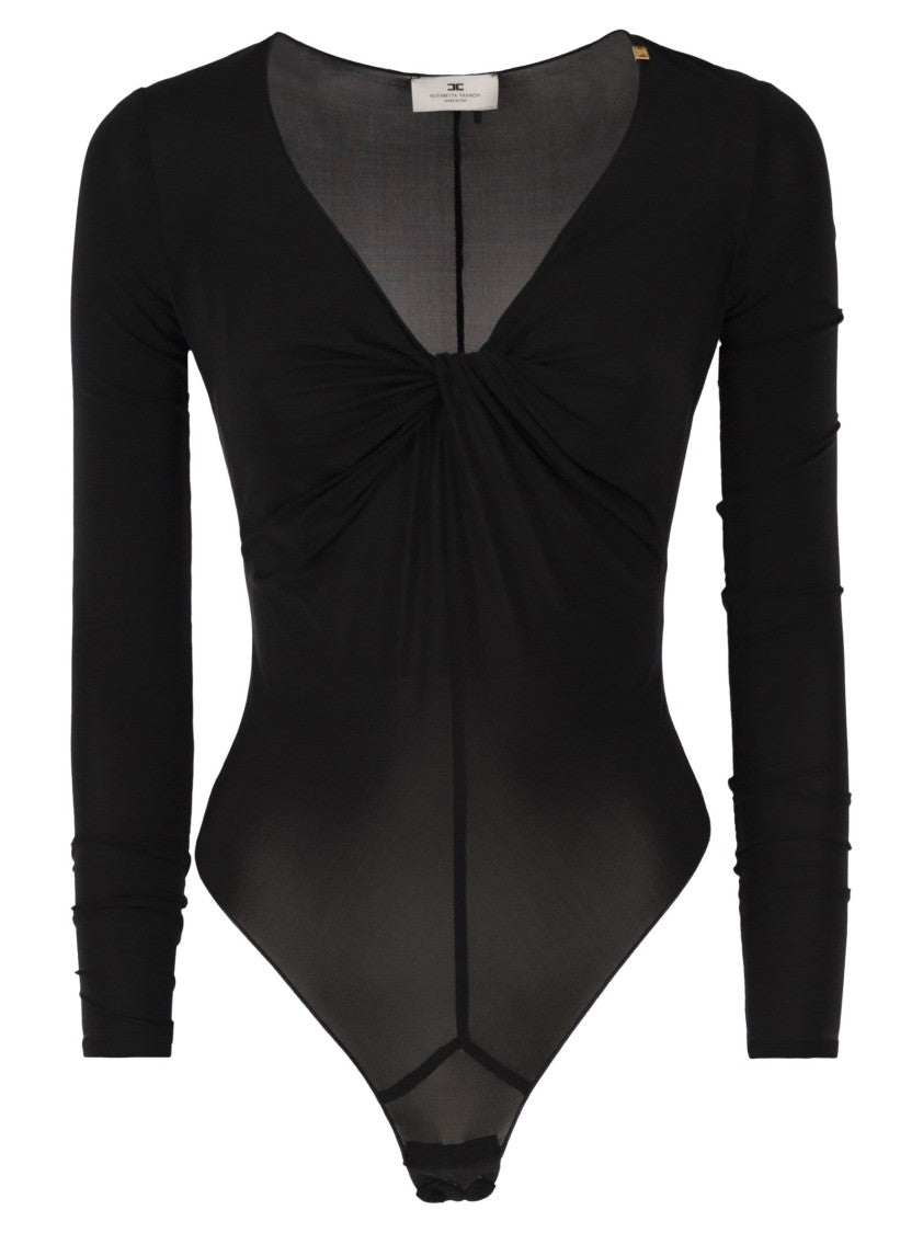 Elisabetta Franchi Crêpe Jersey Bodysuit With Draping