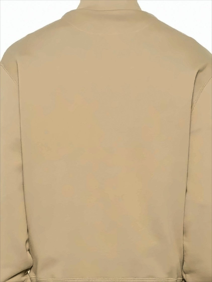 Maison Kitsuné Half-Zip Long Sleeve Pullover With Embroidered Fox Emblem