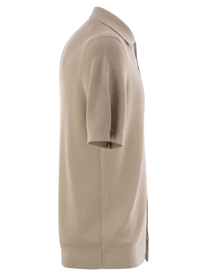Peserico Polo Cardigan In Pure Cotton Yarn