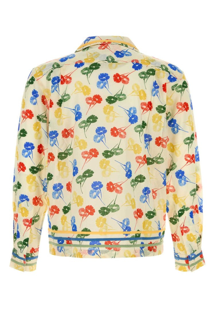 Bode Printed Cotton Flower Stamp Shirt