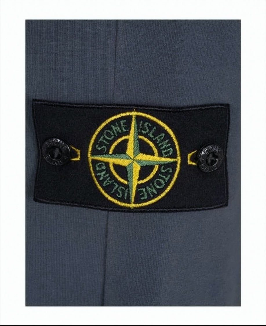 Stone Island Relaxed Fit Blue-Gray Hoodie With Distinctive Patch