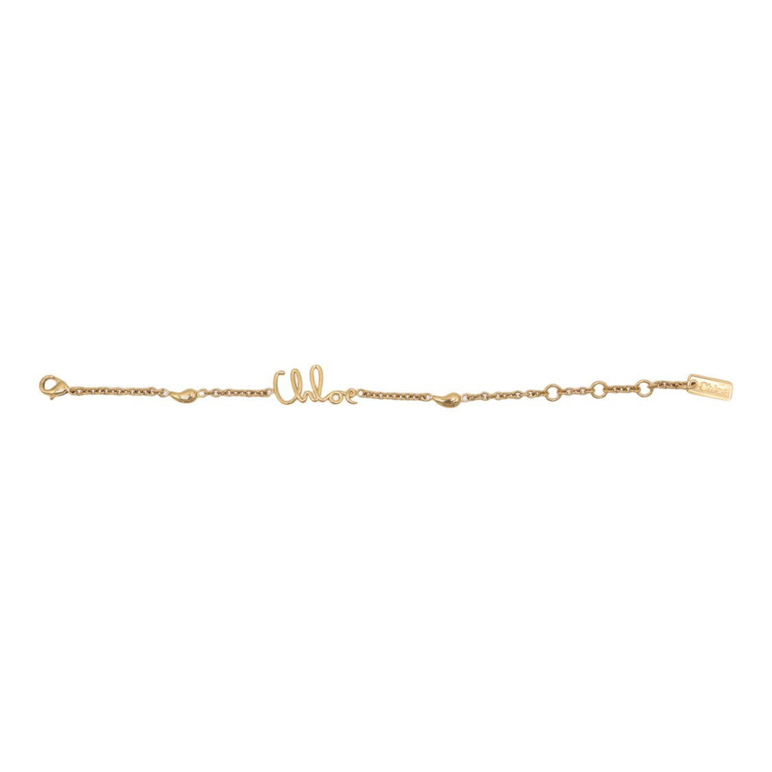 Chloé Gold-Tone Chain Bracelet With Cursive Script Centerpiece