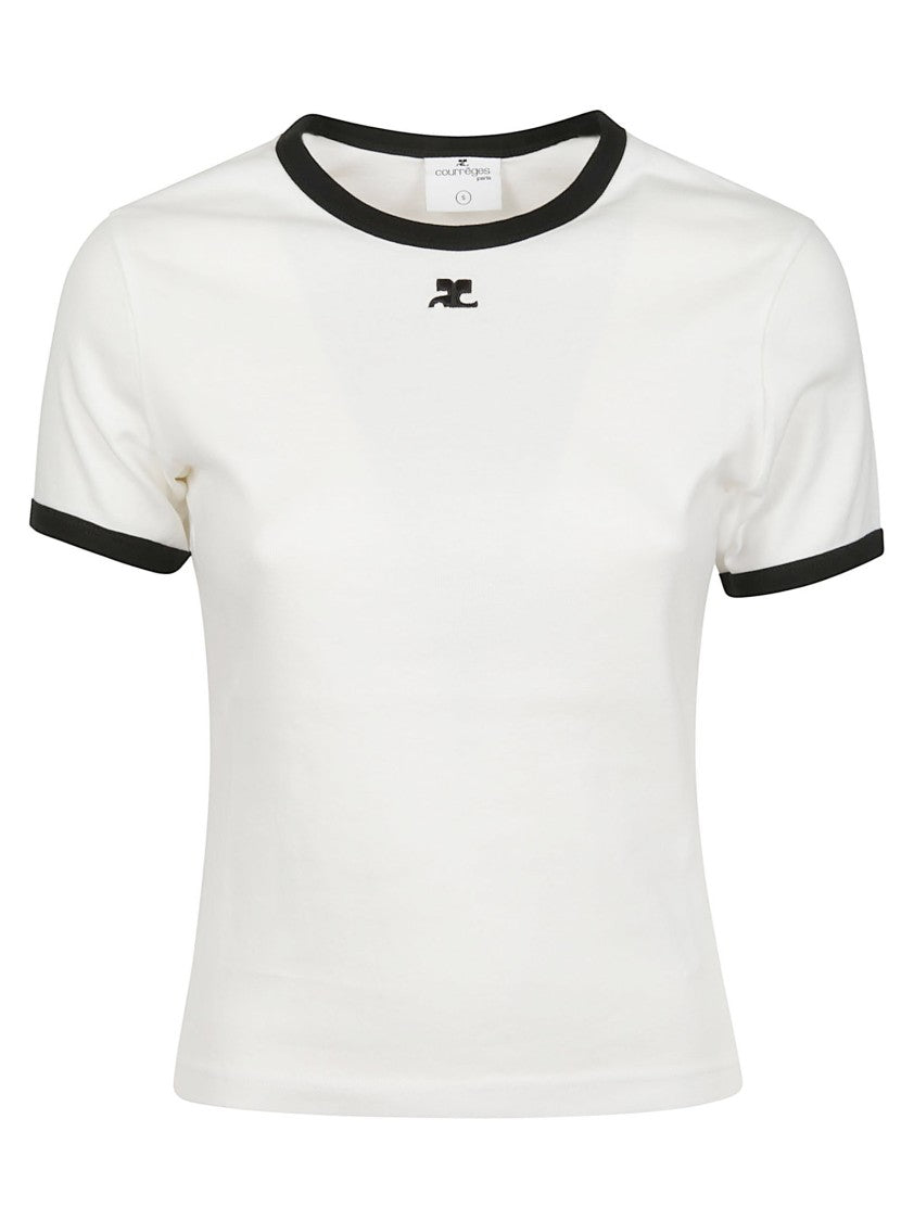 Courrèges Signature Contrast White Cotton T-Shirt