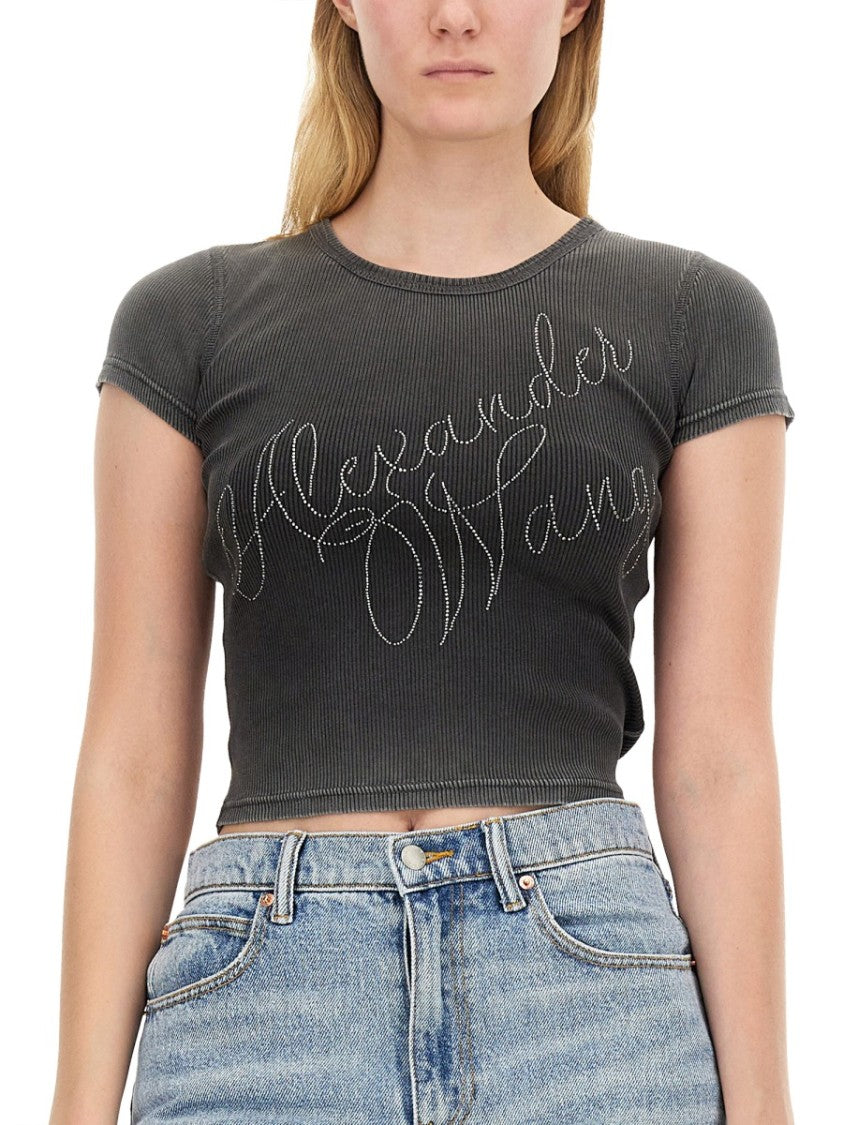 Alexander Wang Rhinestone Logo T-Shirt