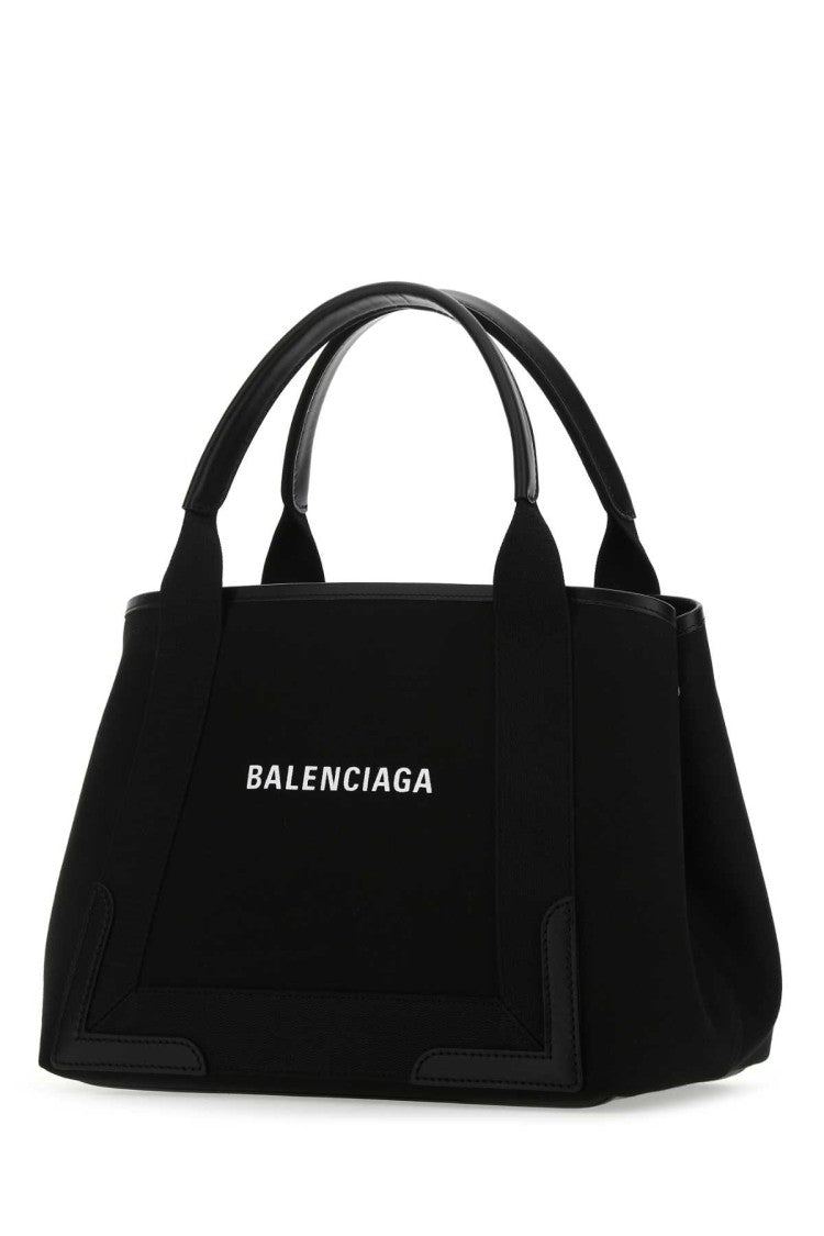 Balenciaga Black Canvas Small Cabas Navy Handbag