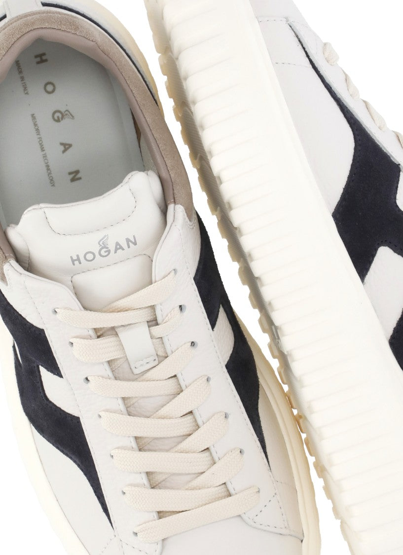 Hogan Ivory H-Stripes Suede-Blend Sneakers