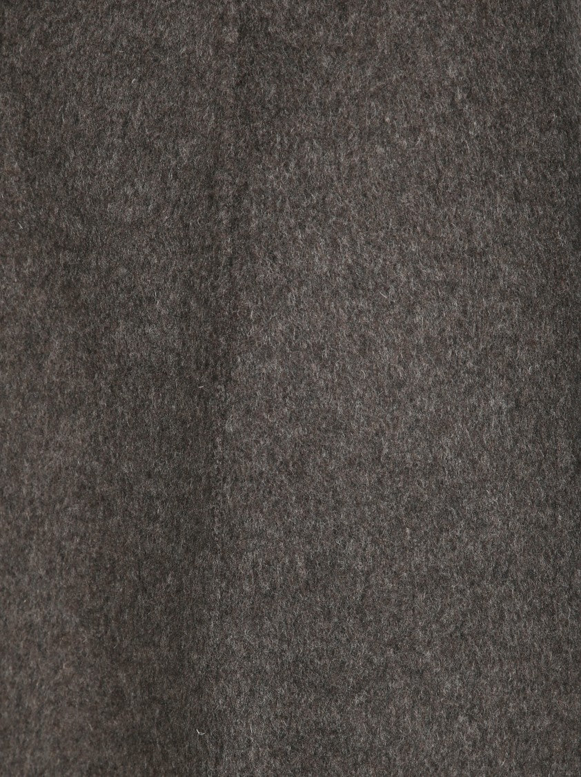 Parosh Straight Midi Skirt In Soft Grey Wool