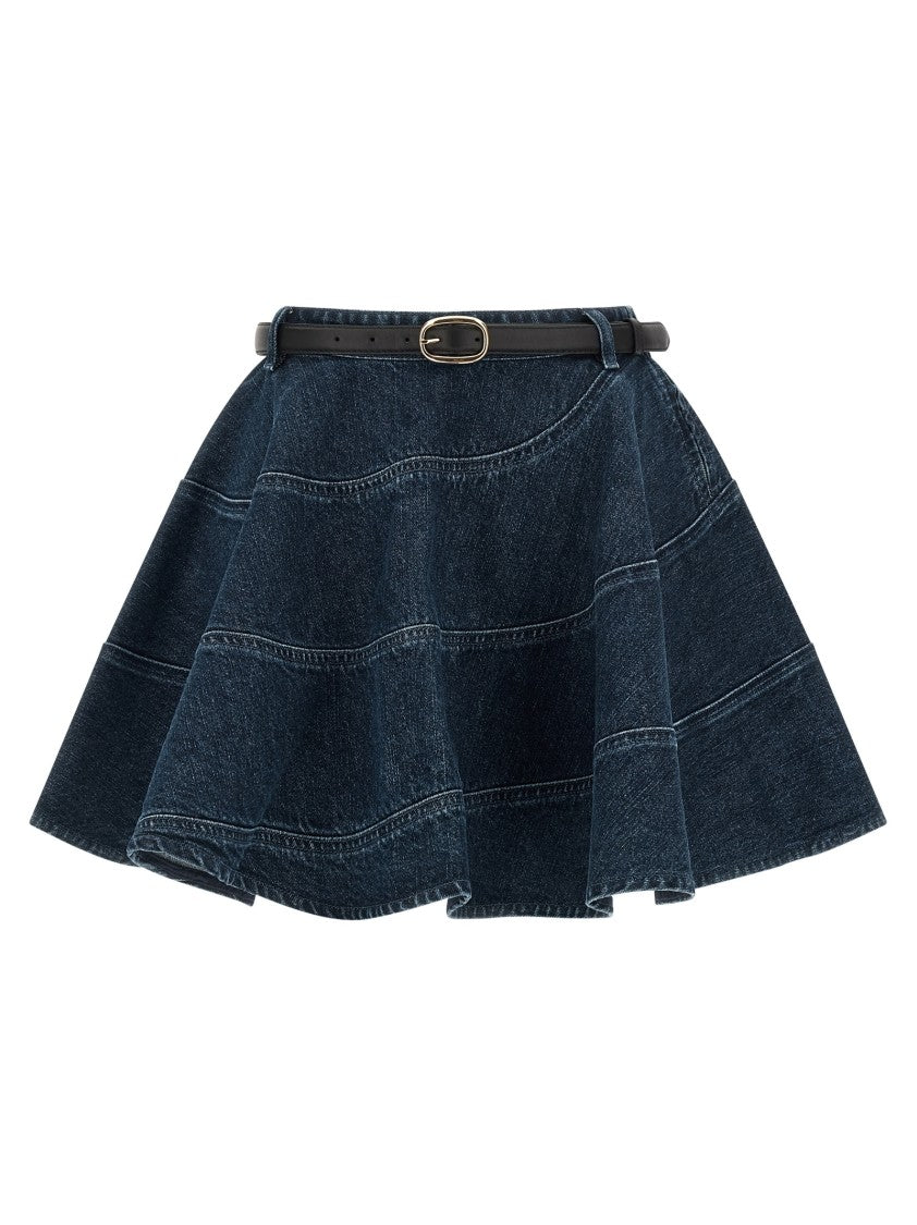Self-Portrait 'Flared Denim Mini' Skirt