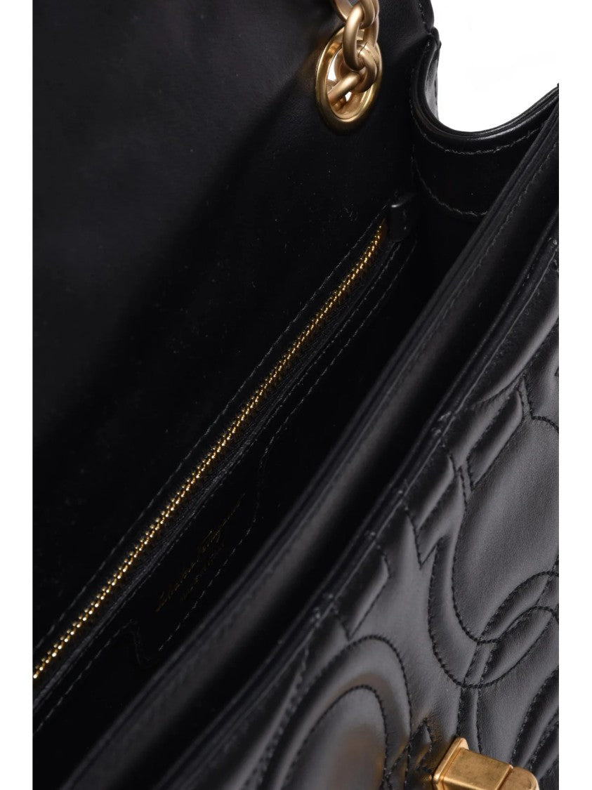 Salvatore Ferragamo Black Leather Quilted Shoulder Bag