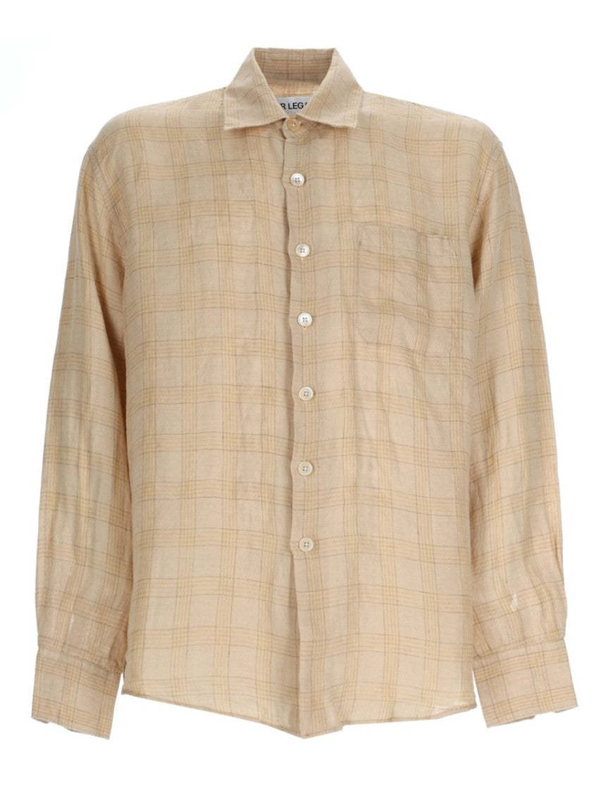 Our Legacy Neutrals Checkered Single Pocket Linen Shirt