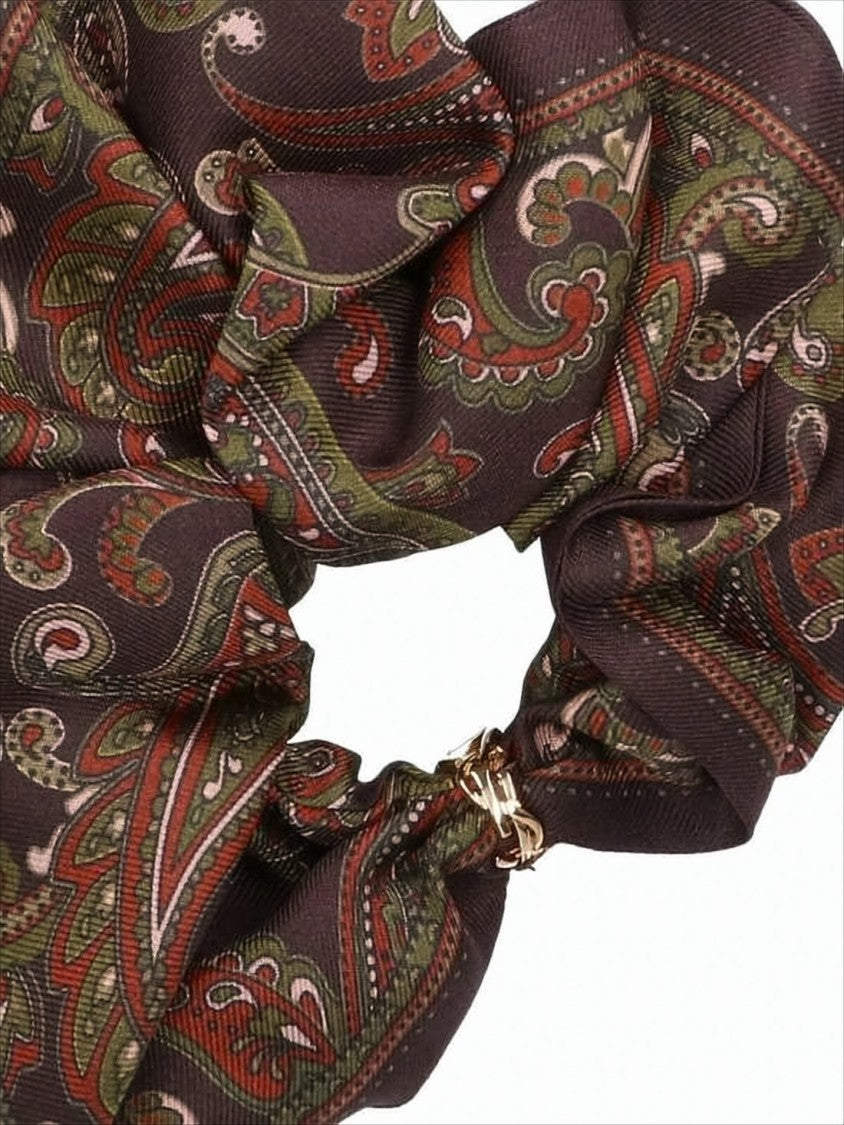 Saint Laurent Silk Scrunchie With Rich Paisley Pattern