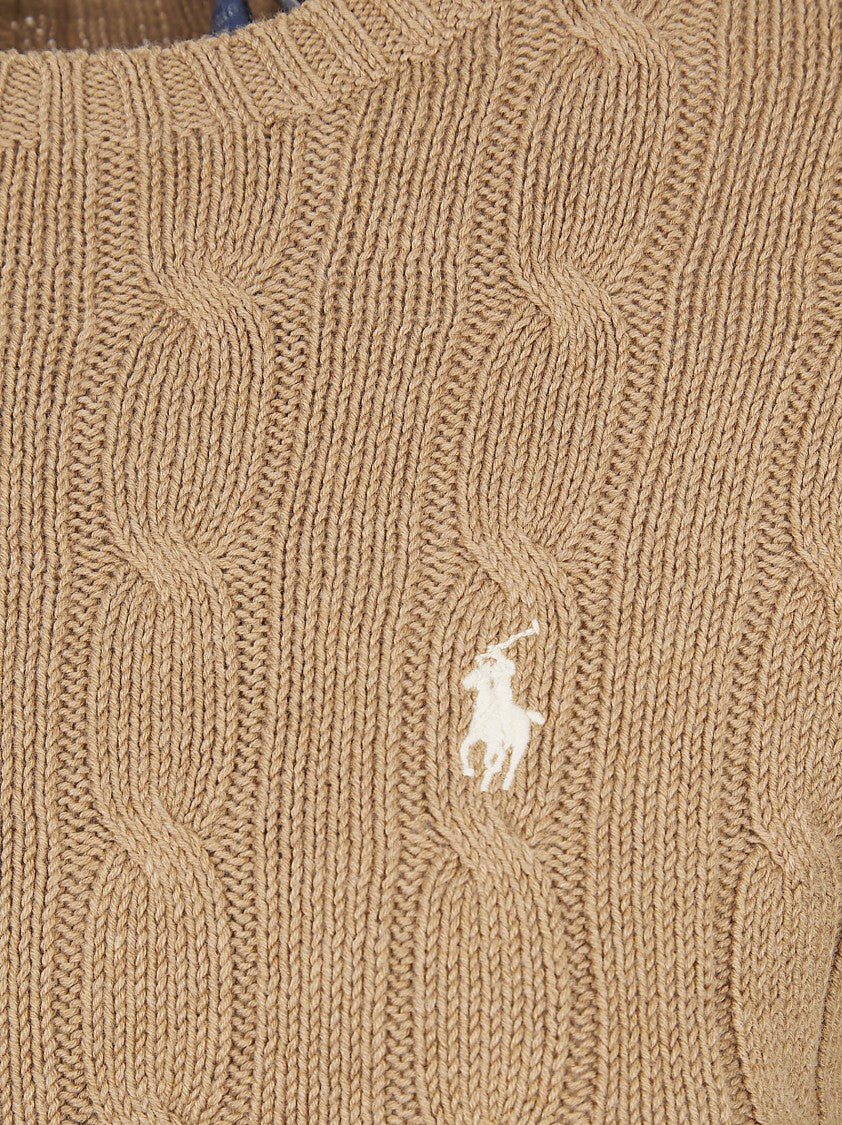 Polo Ralph Lauren Classic Cable Knit Cotton Sweater With Embroidered Pony
