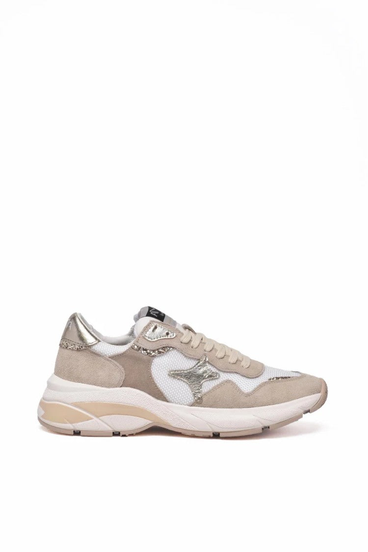Ama Brand White Taupe Leather Rubber Sneakers